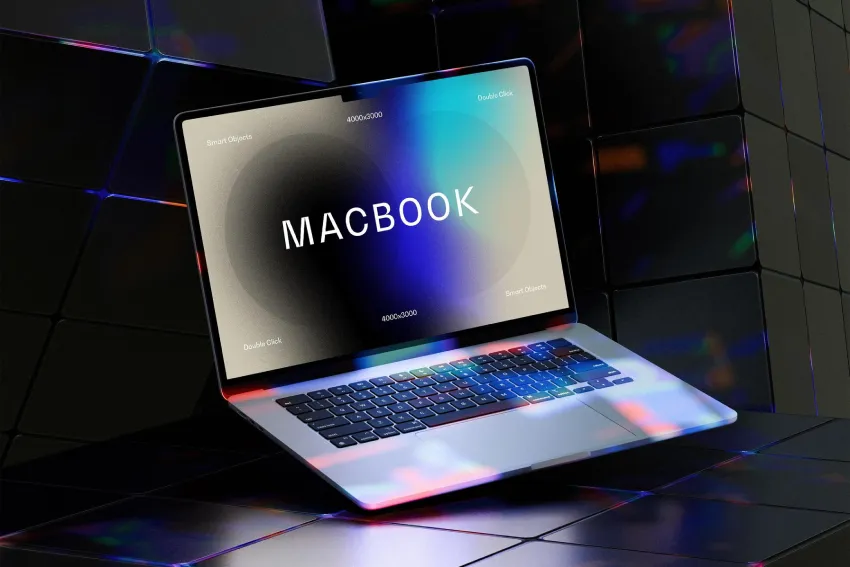 Neon Light MacBook Air Mockup