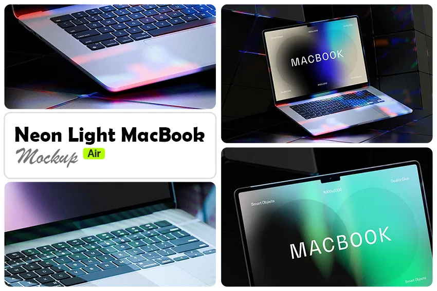 Neon Light MacBook Air Mockup