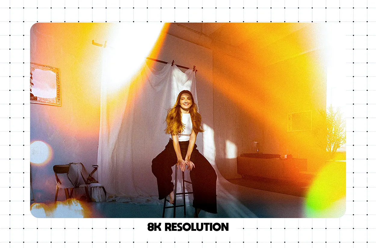 Vintage light leak overlay for Photoshop with retro sun flare effect