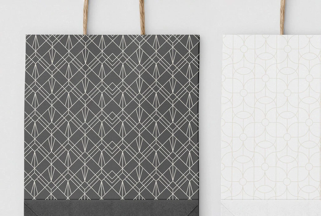 Editable paper bag mockup with customizable design and Smart Objects