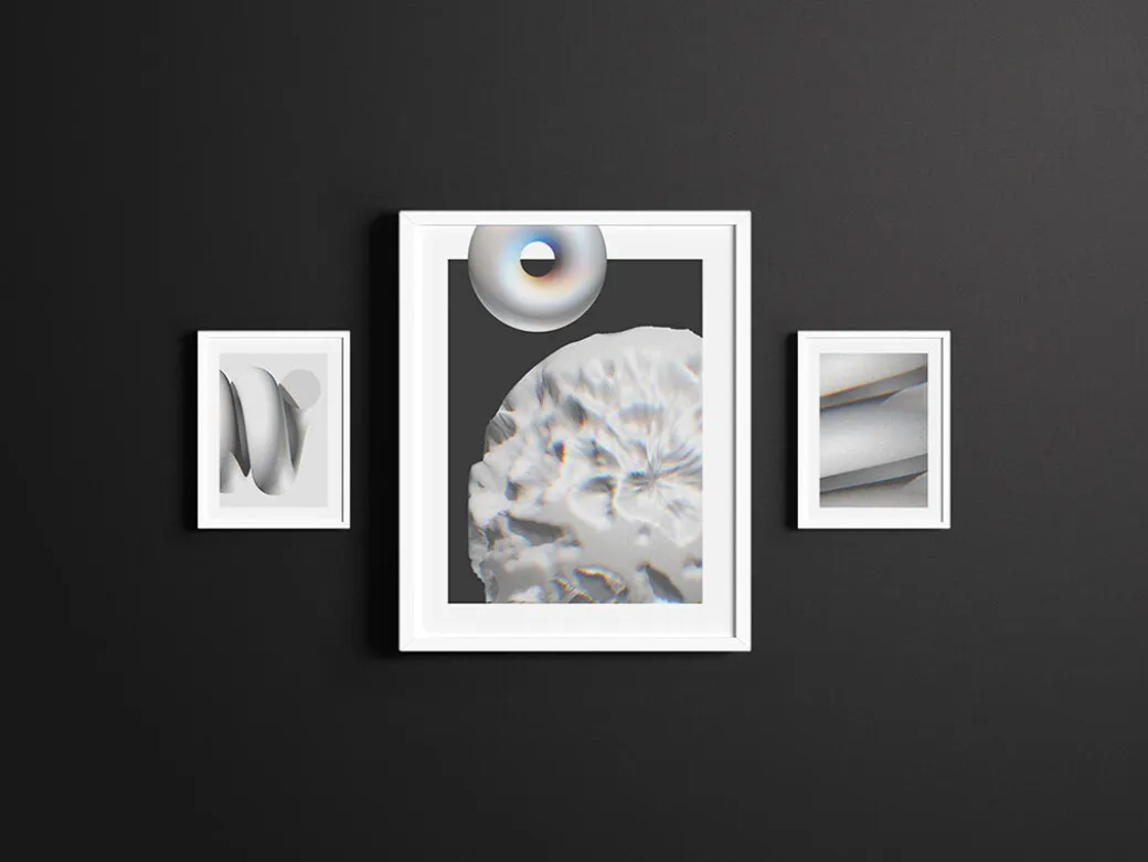 Free PNG 3D object with futuristic glitch effect