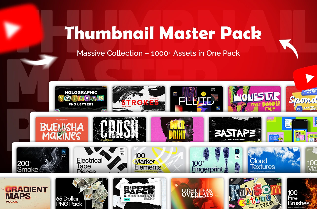 Thumbnail Master Pack – 1000+ YouTube Thumbnail Templates & Design Assets