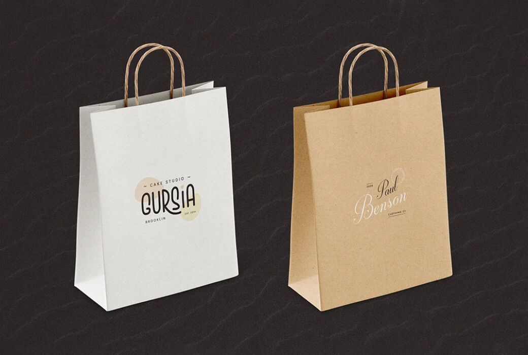 Editable paper bag mockup with customizable design and Smart Objects