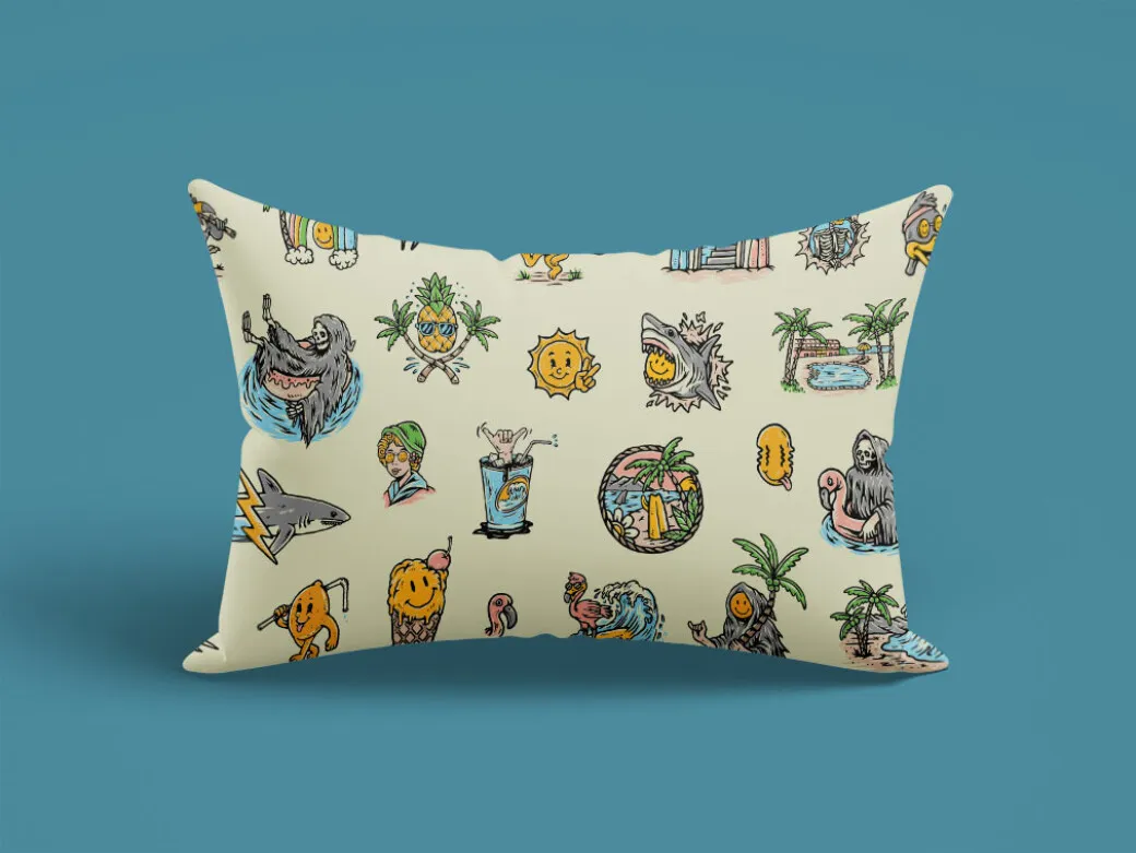 Hand-drawn summer illustrations in bright vector style for print and web use