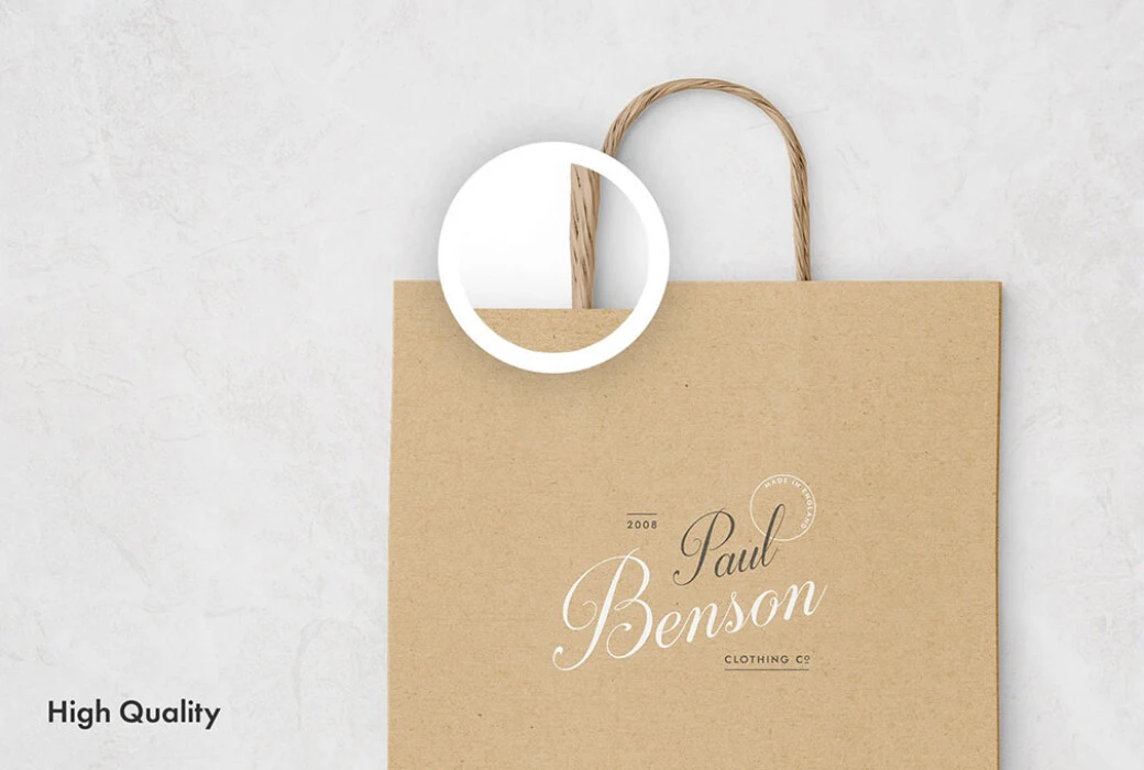 Editable paper bag mockup with customizable design and Smart Objects