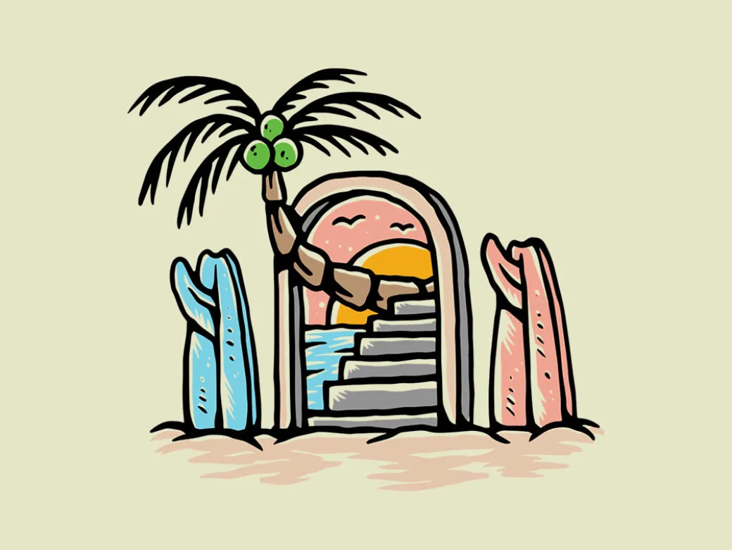 Hand-drawn summer illustrations in bright vector style for print and web use