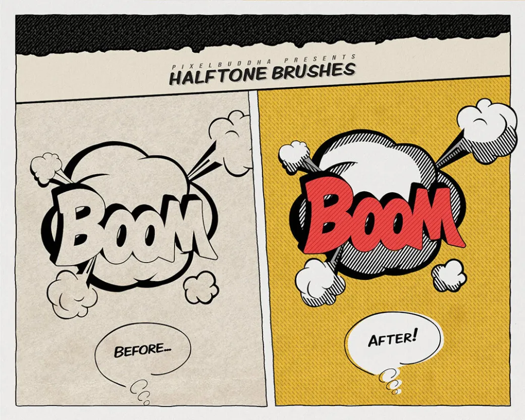Procreate vintage comic brushes with retro line hatching for fanart and posters