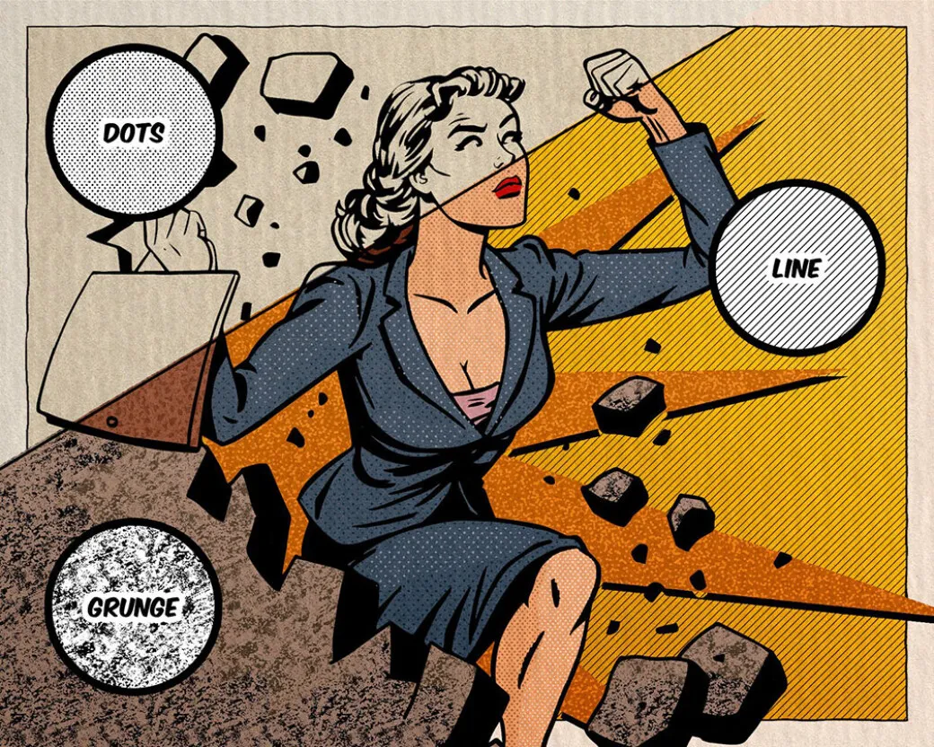 Procreate vintage comic brushes with retro line hatching for fanart and posters