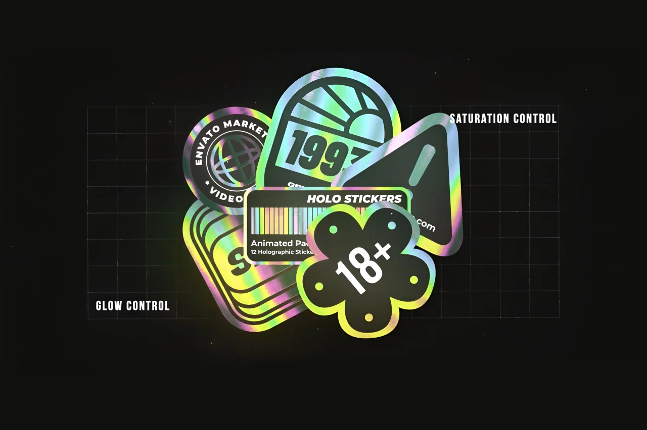Animated Holographic Stickers & Labels Pack
