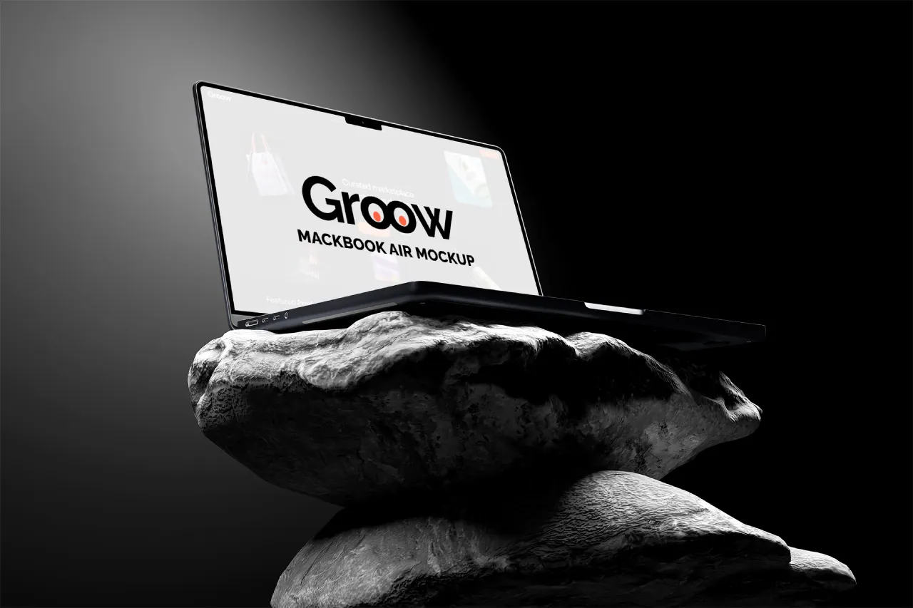 Macbook Air On Stone Mockup