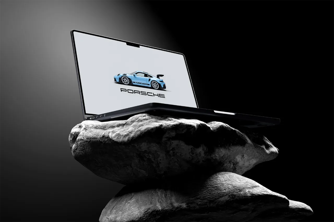 Macbook Air On Stone Mockup