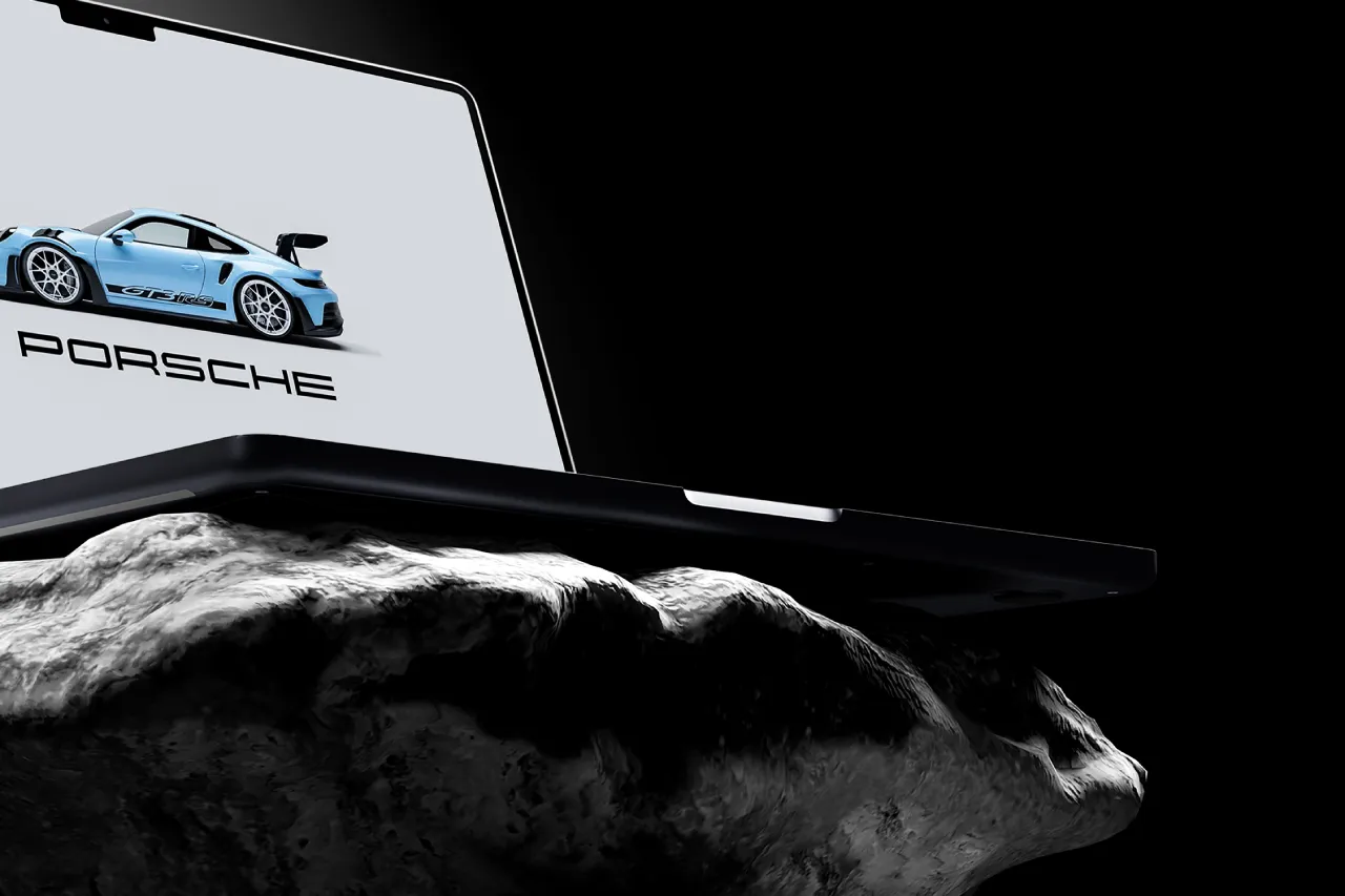 Macbook Air On Stone Mockup