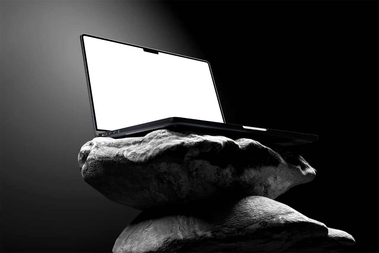 Macbook Air On Stone Mockup