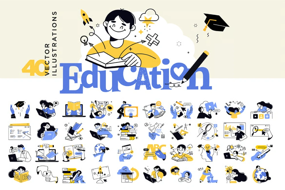 People Education & E-Learning Vector Illustration Pack