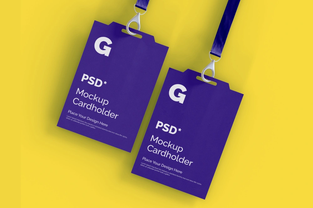 Set of two badge identity cards mockup