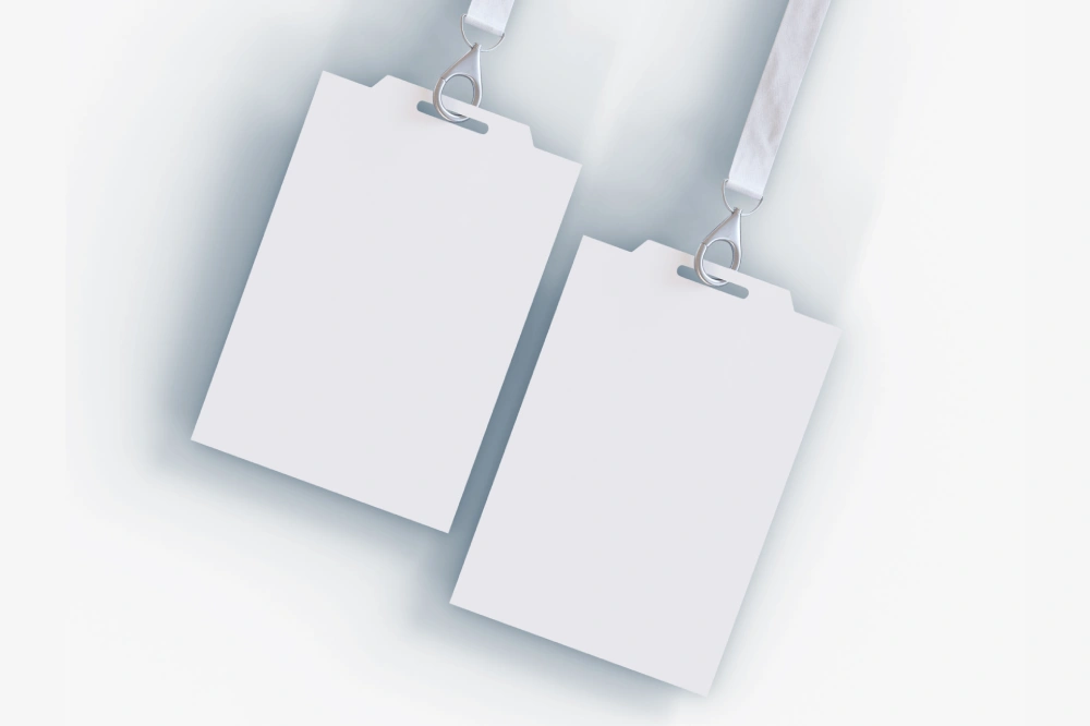 Set of two badge identity cards mockup