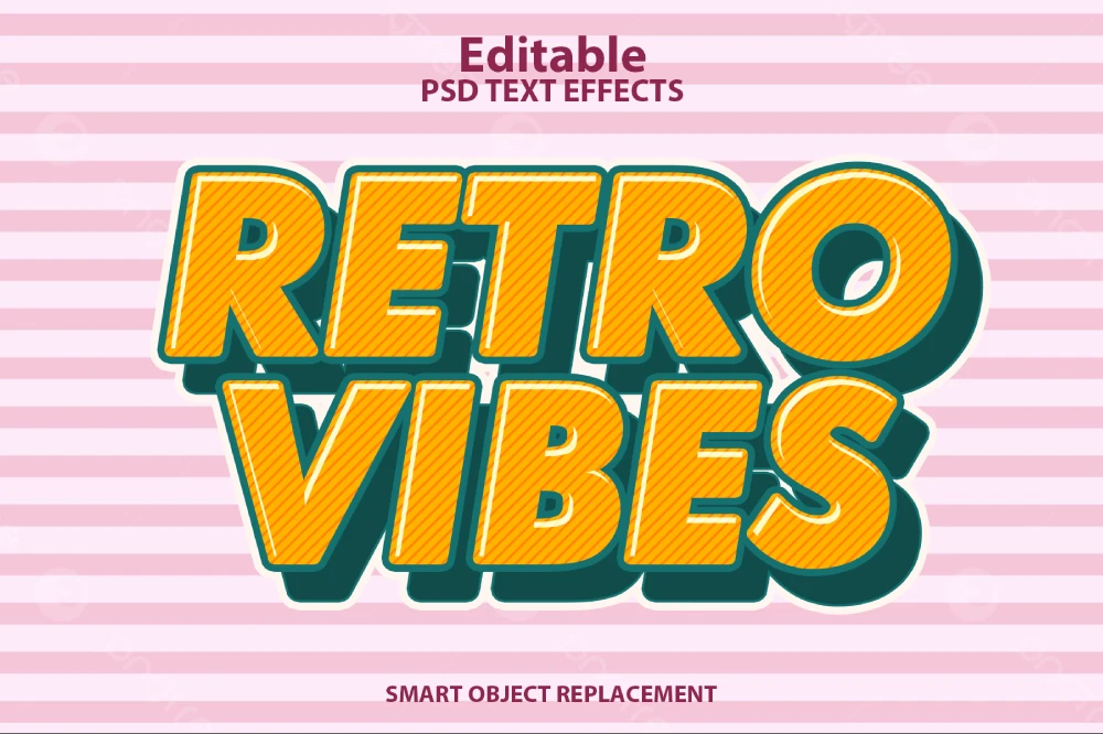 Retro Vibes Editable PSD Text Effect – Vintage Layered Typography