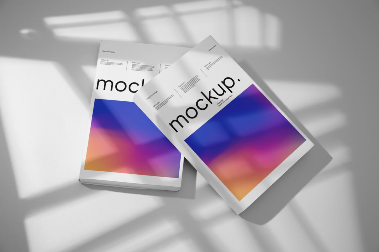 A4 Magazine & Flyer Mockup with Window Shadow